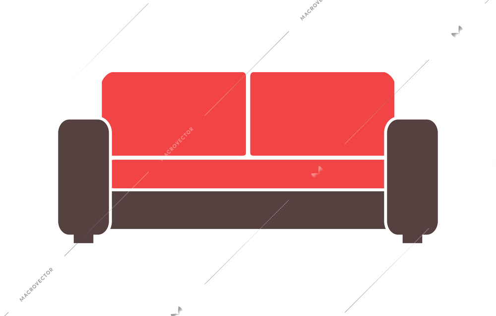 Comfortable sofa of two colors flat icon vector illustration