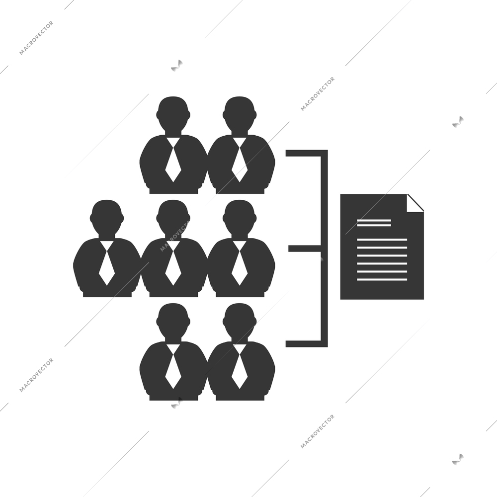 Flat business icon with characters of people and document vector illustration