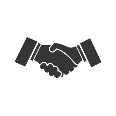 Business handshake flat icon with two human hands vector illustration