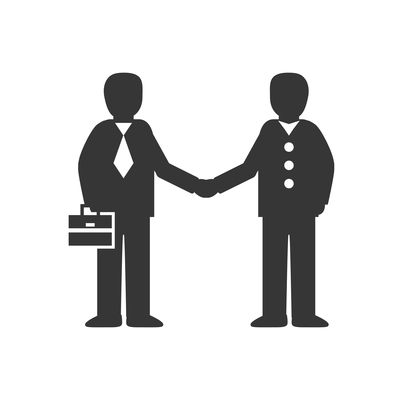 Business meeting agreement flat icon with two businessmen handshaking vector illustration