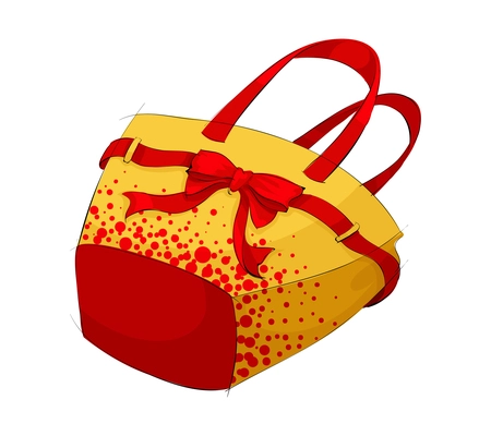 Hand drawn sketch bright beach bag with bow vector illustration