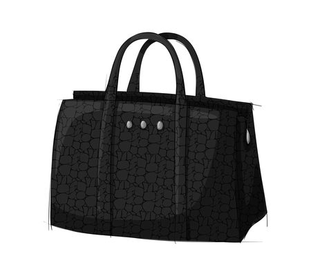 Stylish casual black female bag sketch vector illustration