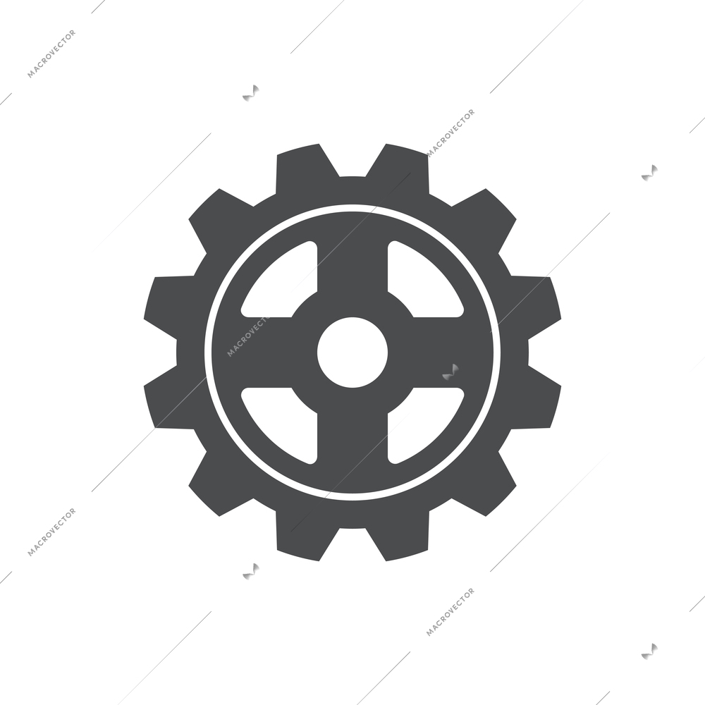 Gear wheel flat icon on white background vector illustration