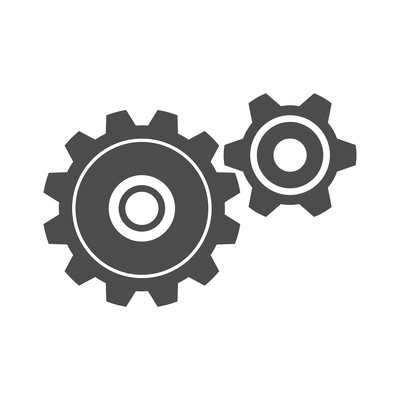 Two flat gear wheels technology icon vector illustration
