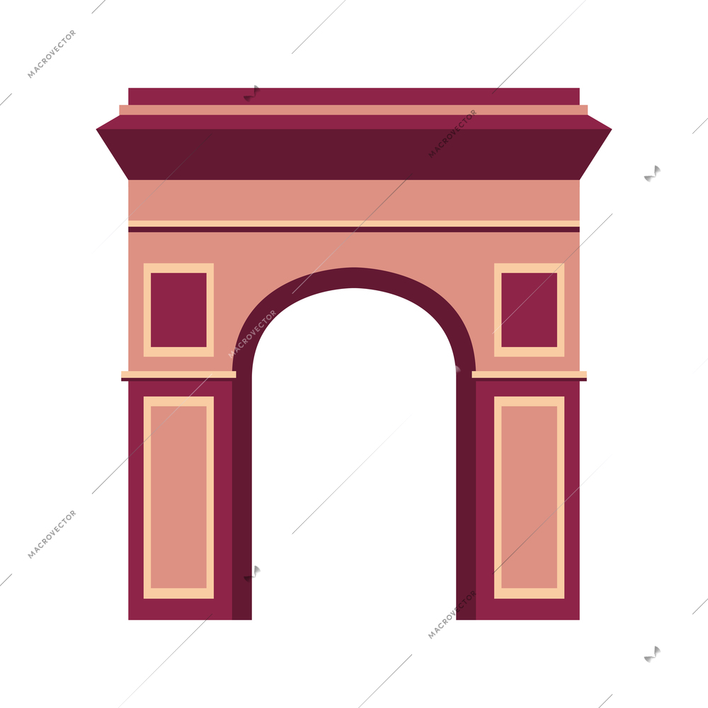 Arc de triomphe in paris flat icon vector illustration