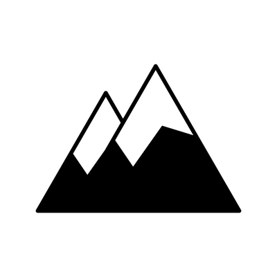 Two mountains with ice caps flat black icon vector illustration