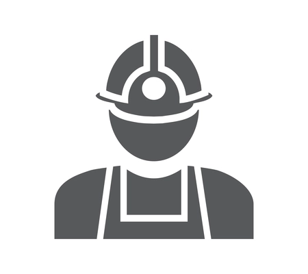 Construction worker wearing helmet flat pictogram vector illustration