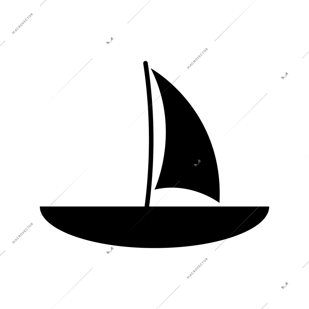 Sailing boat black flat icon vector illustration