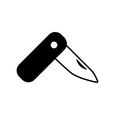 Black icon with folding pocket knife flat vector illustration