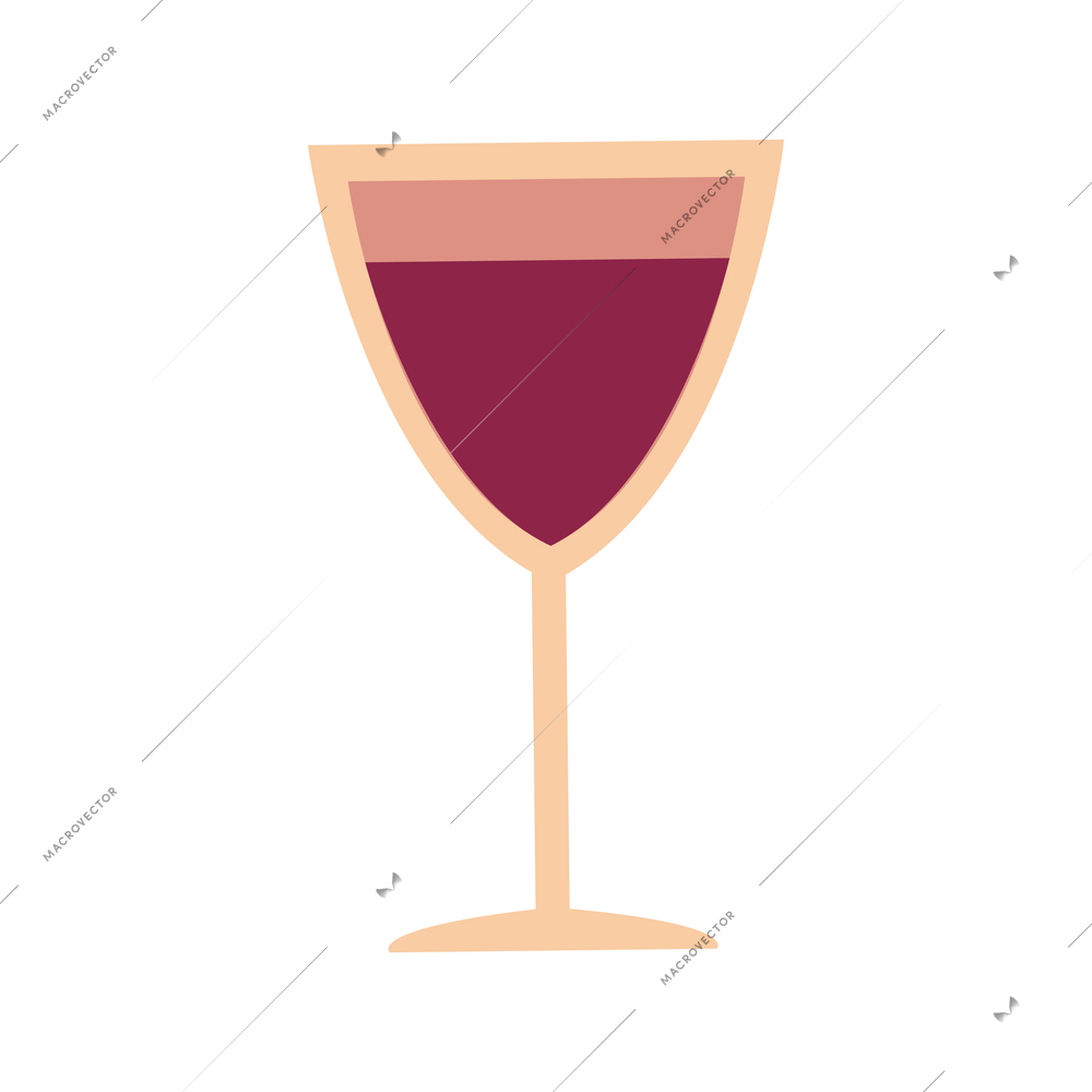 Glass of red wine flat icon vector illustration