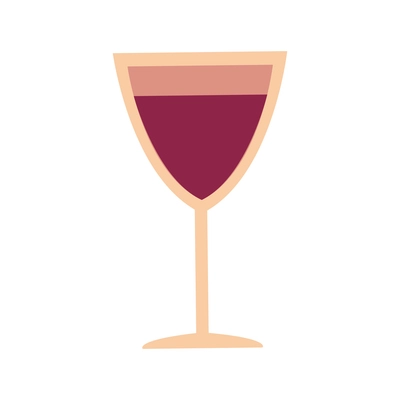 Glass of red wine flat icon vector illustration
