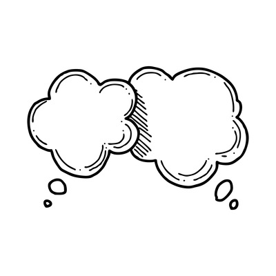 Two doodle blank think bubbles icon vector illustration