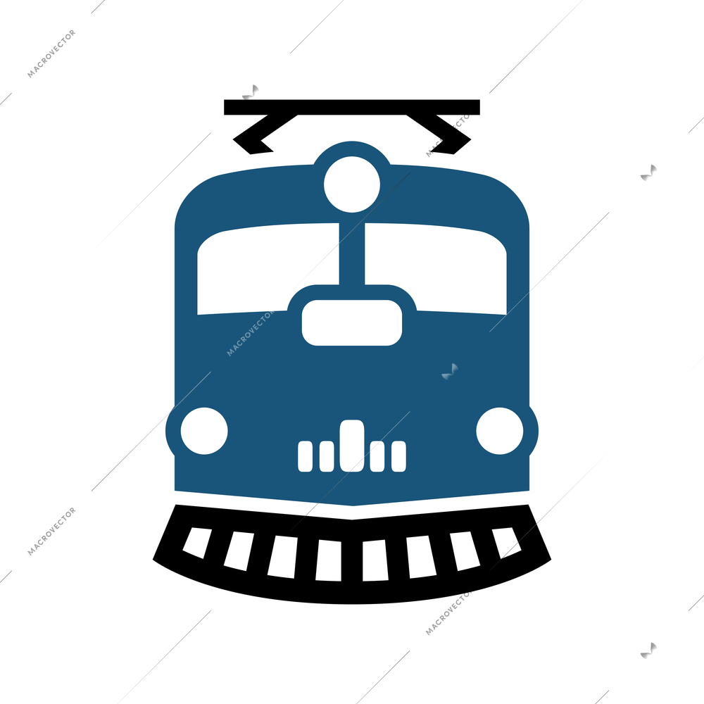 Train front view blue and black icon on white background vector illustration