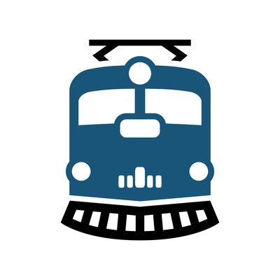 Train front view blue and black icon on white background vector illustration