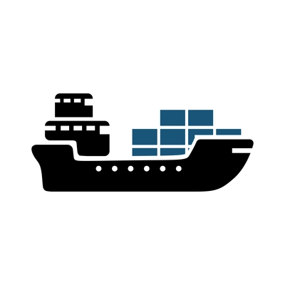 Logistics transportation service icon with cargo ship vector illustration