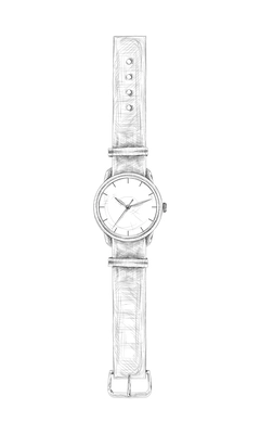 Hand drawn watch with band in white and black color vector illustration