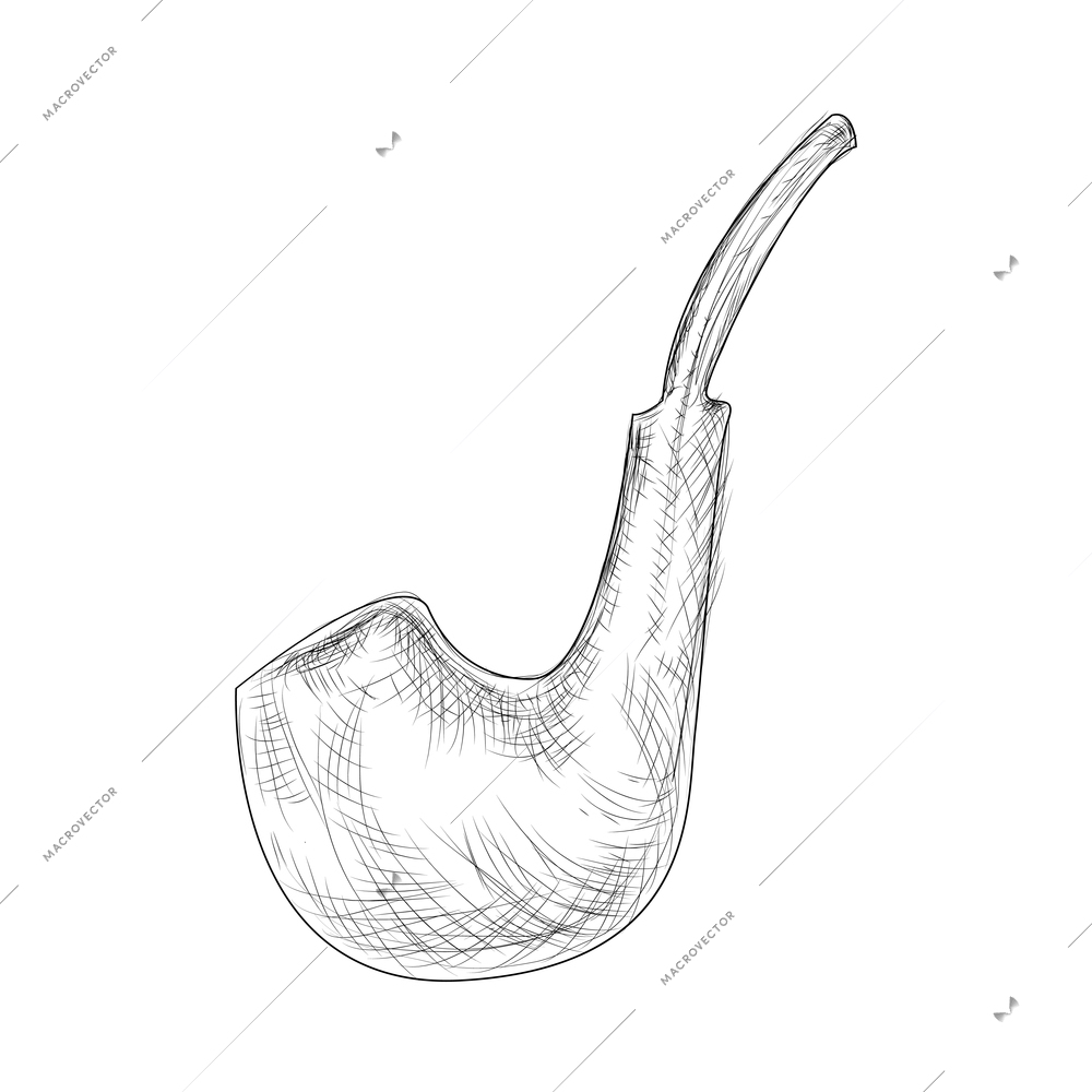 Hand drawn monochrome smoking pipe vector illustration