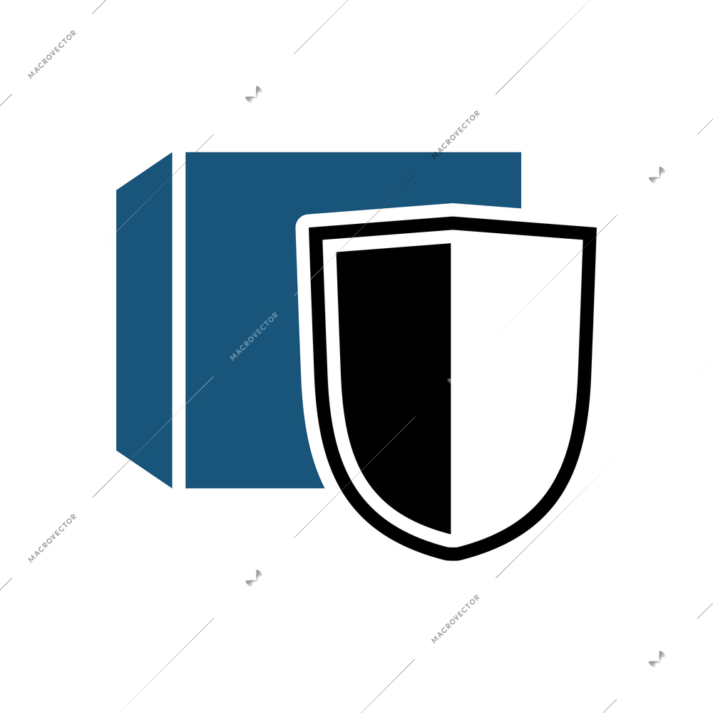 Logistic protection delivery security flat icon with box and shield flat vector illustration