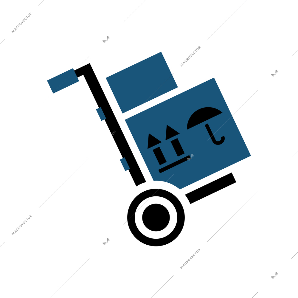 Logistics flat icon with cardboard boxes on trolley vector illustration