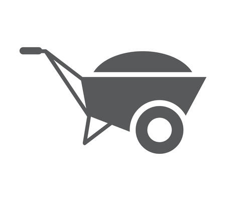 Full wheelbarrow side view flat icon vector illustration