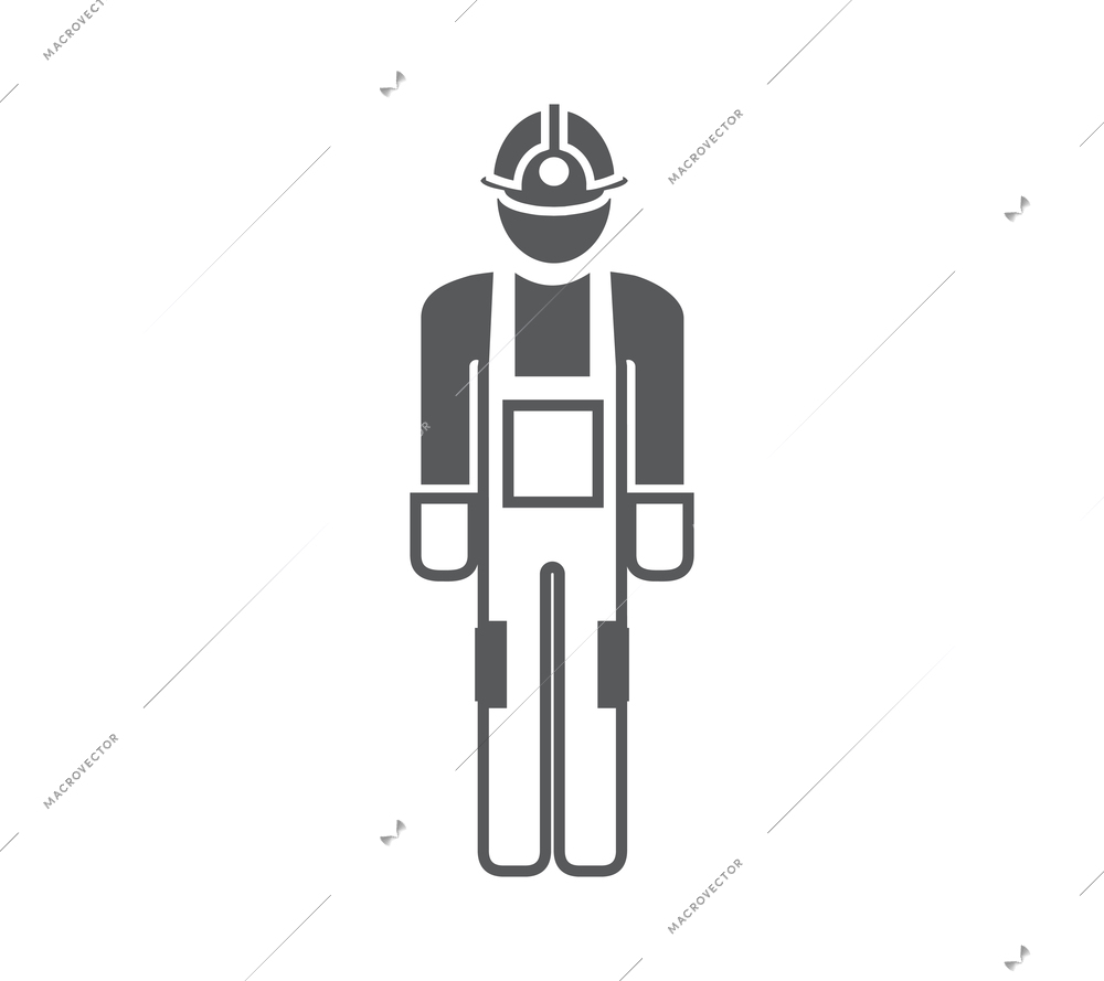 Flat icon with character of male construction worker in uniform vector illustration