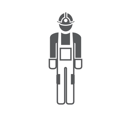 Flat icon with character of male construction worker in uniform vector illustration