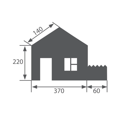 Construction icon with house exterior blueprint with measurements flat vector illustration