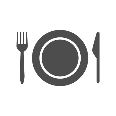 Flat icon with isolated plate fork and knife vector illustration