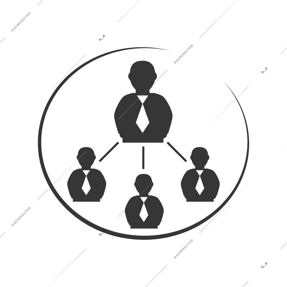 Business meeting team work flat icon with silhouette characters vector illustration