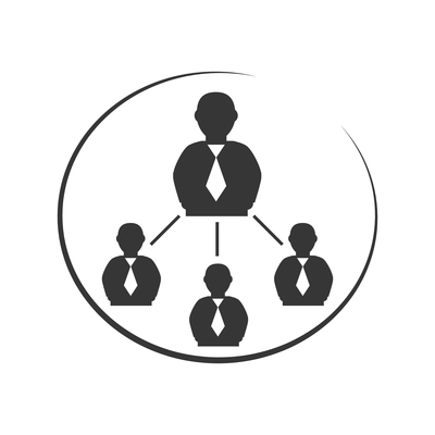 Business meeting team work flat icon with silhouette characters vector illustration