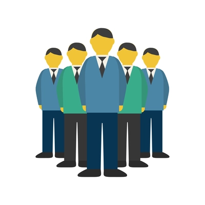 Business meeting flat color icon with male characters in office wear vector illustration