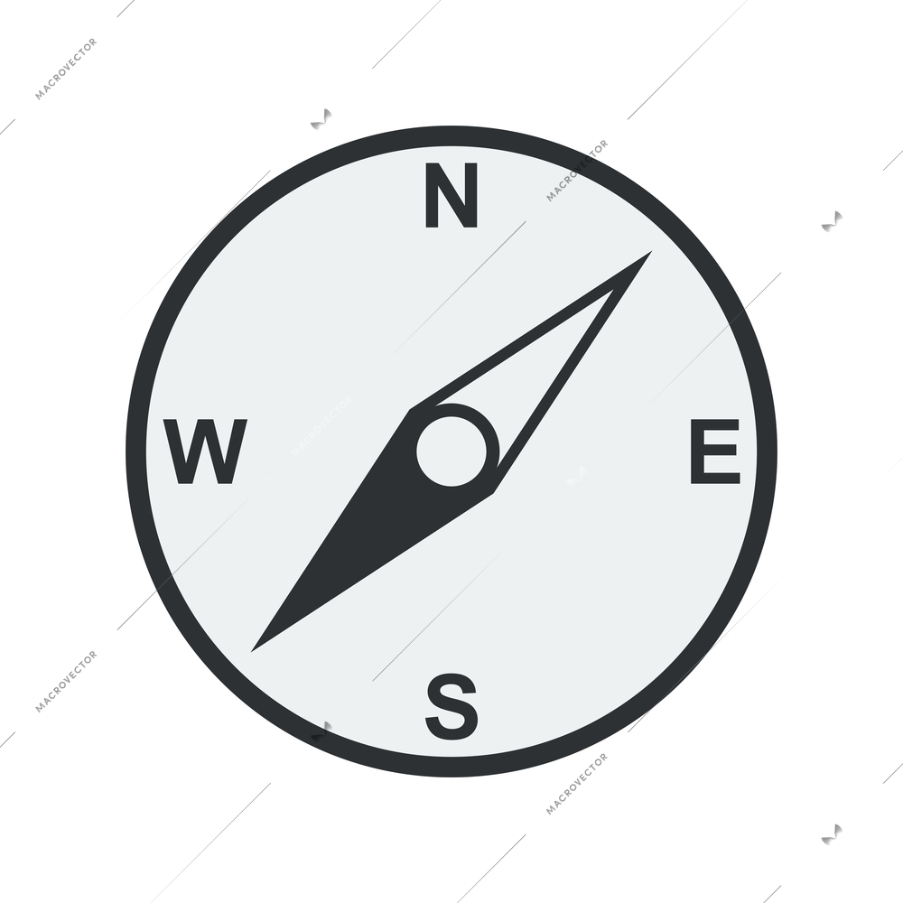 Flat compass navigation icon on white background vector illustration