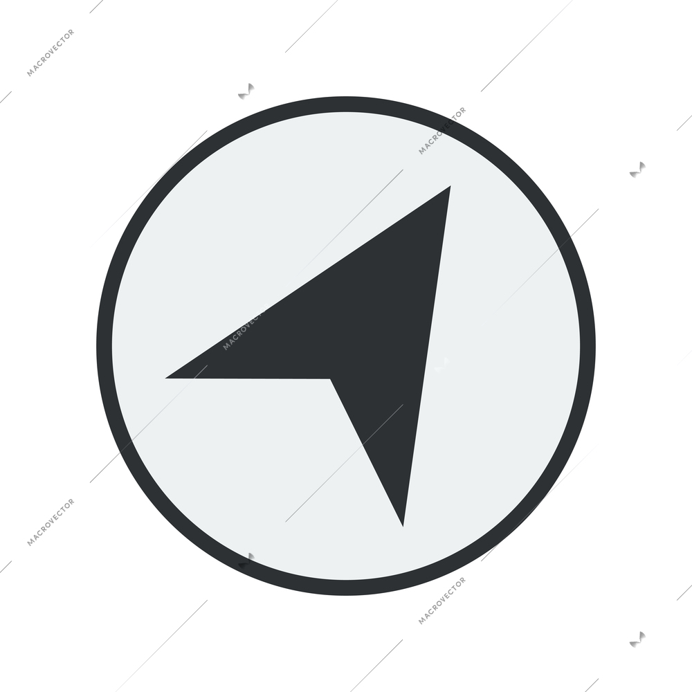 Compass arrow in circle showing northeast direction flat icon vector illustration