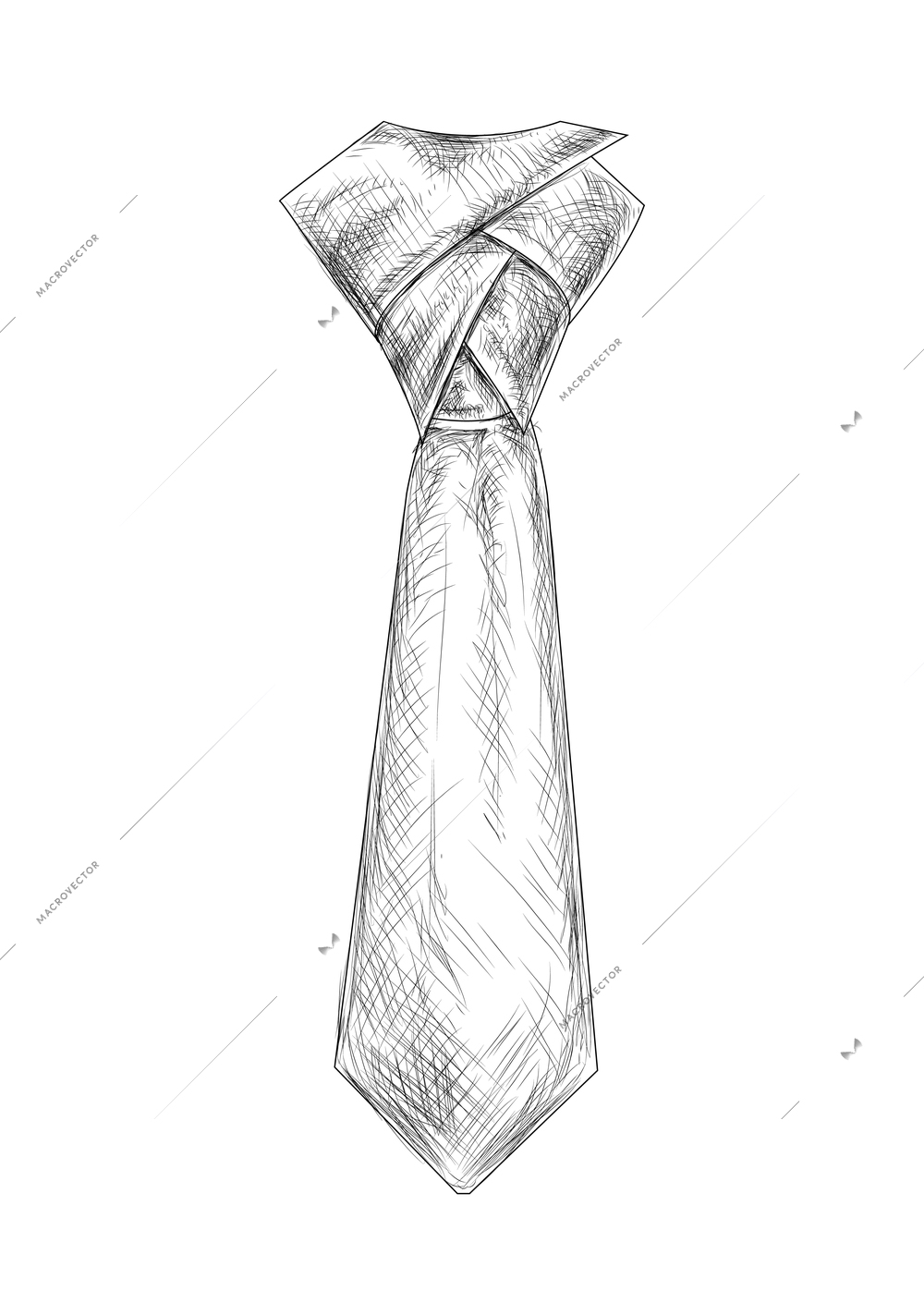 Hand drawn black and white tie vector illustration