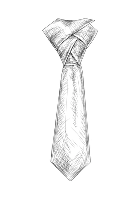 Hand drawn black and white tie vector illustration