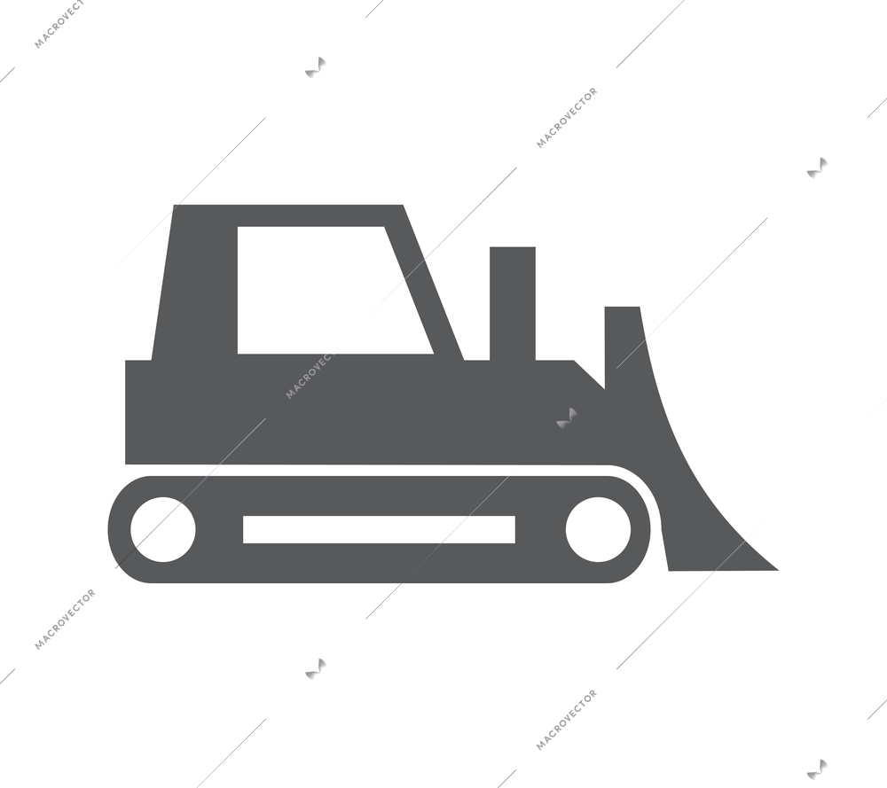 Bulldozer monochrome icon on white background vector illustration