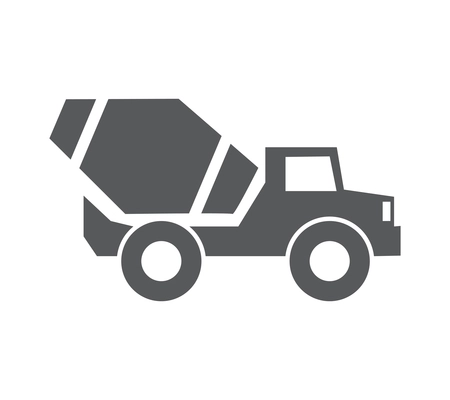 Flat design icon with cement mixer side view vector illustration