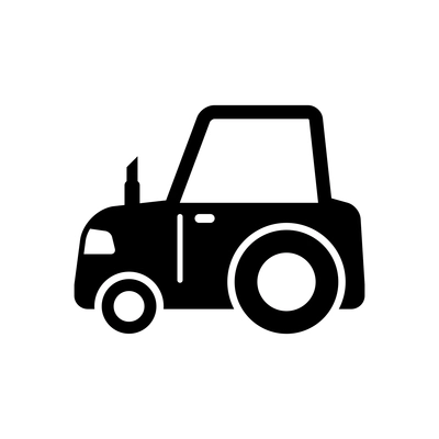 Agricultural farm tractor black icon in flat style vector illustration