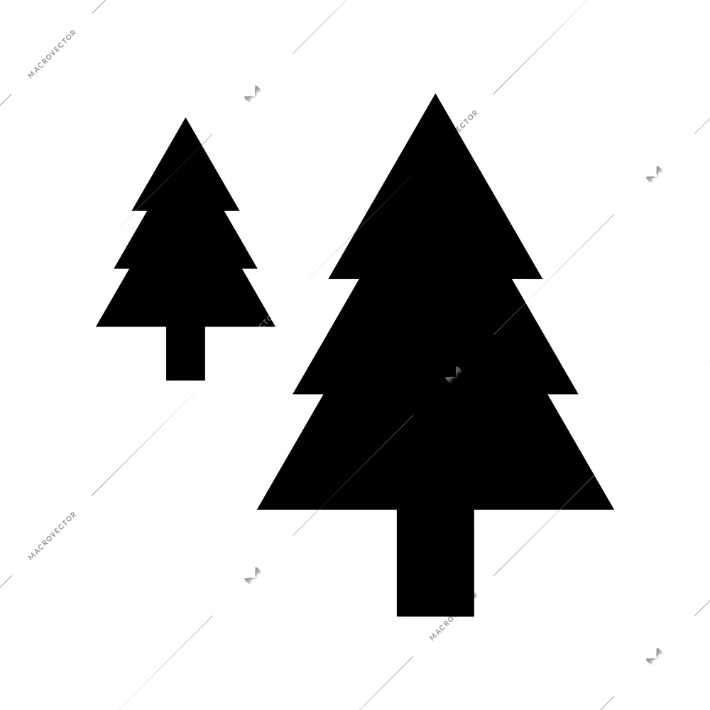 Two fir trees flat black icon isolated vector illustration