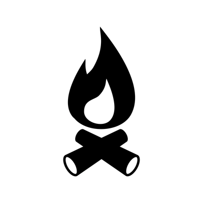 Bonfire camping black flat icon vector illustration