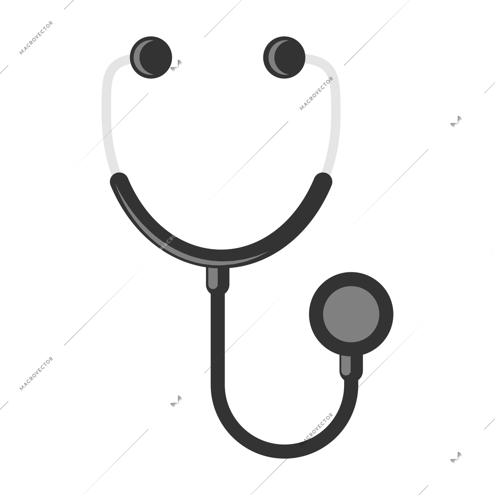 Black medical stethoscope flat icon on white background vector illustration