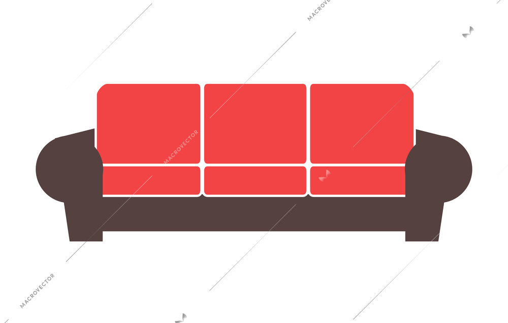 Comfortable rectangular sofa for living room flat vector illustration