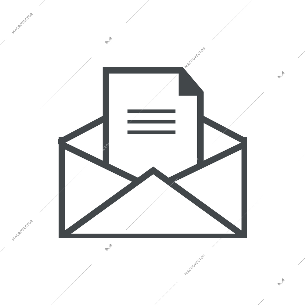 Email flat icon with paper in envelope vector illustration