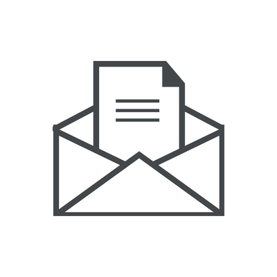 Email flat icon with paper in envelope vector illustration