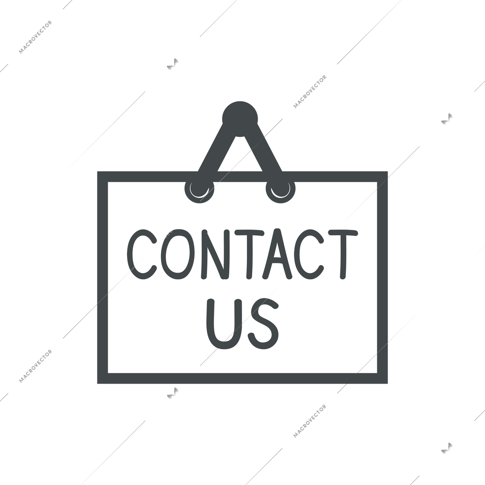 Contact us flat icon with text on sign board vector illustration