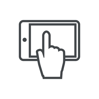 Smartphone click touch screen flat icon with human hand vector illustration