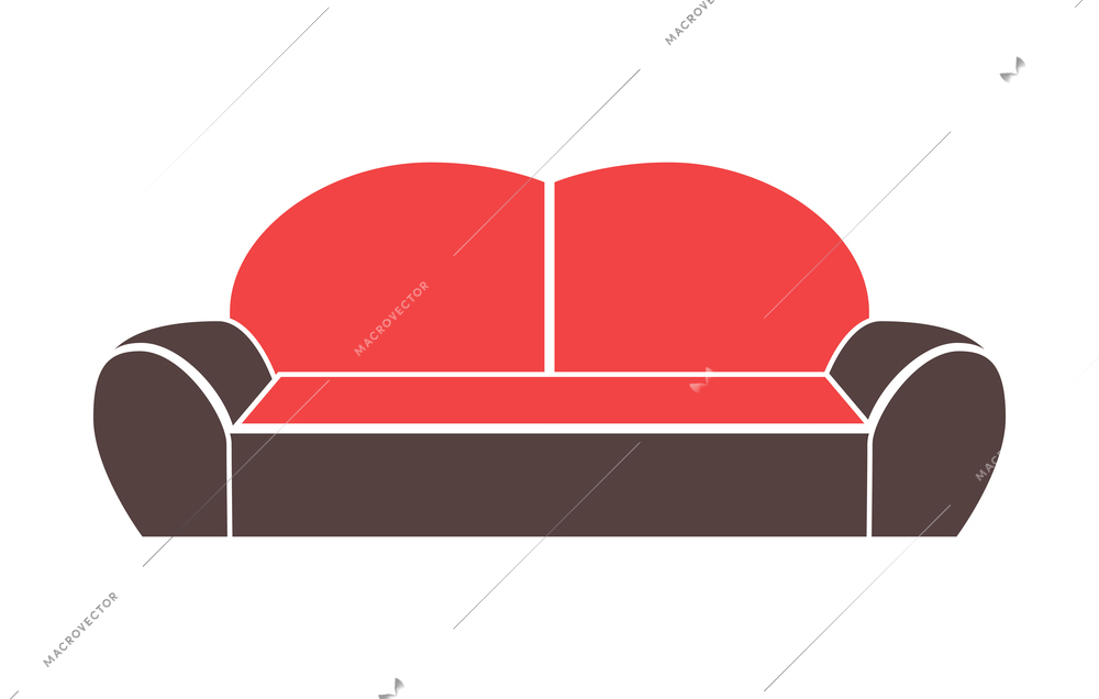 Flat couch of two colors on white background vector illustration