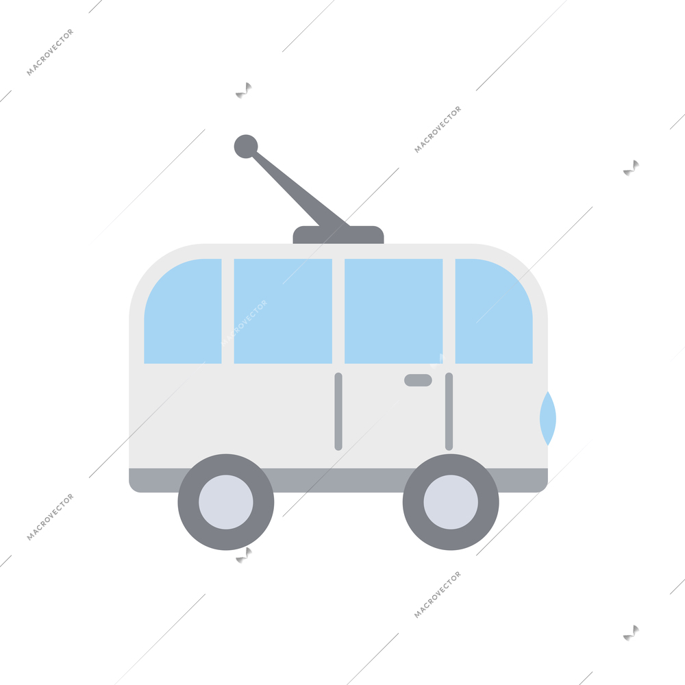 White trolleybus flat icon vector illustration