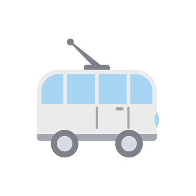 White trolleybus flat icon vector illustration