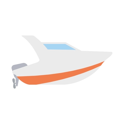 White motor yacht flat icon vector illustration